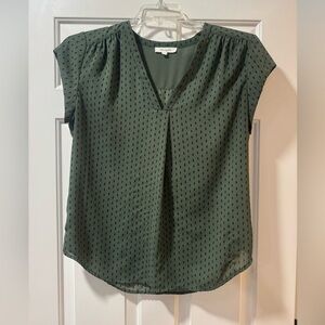 Monday Funday V-Neck Green Blouse